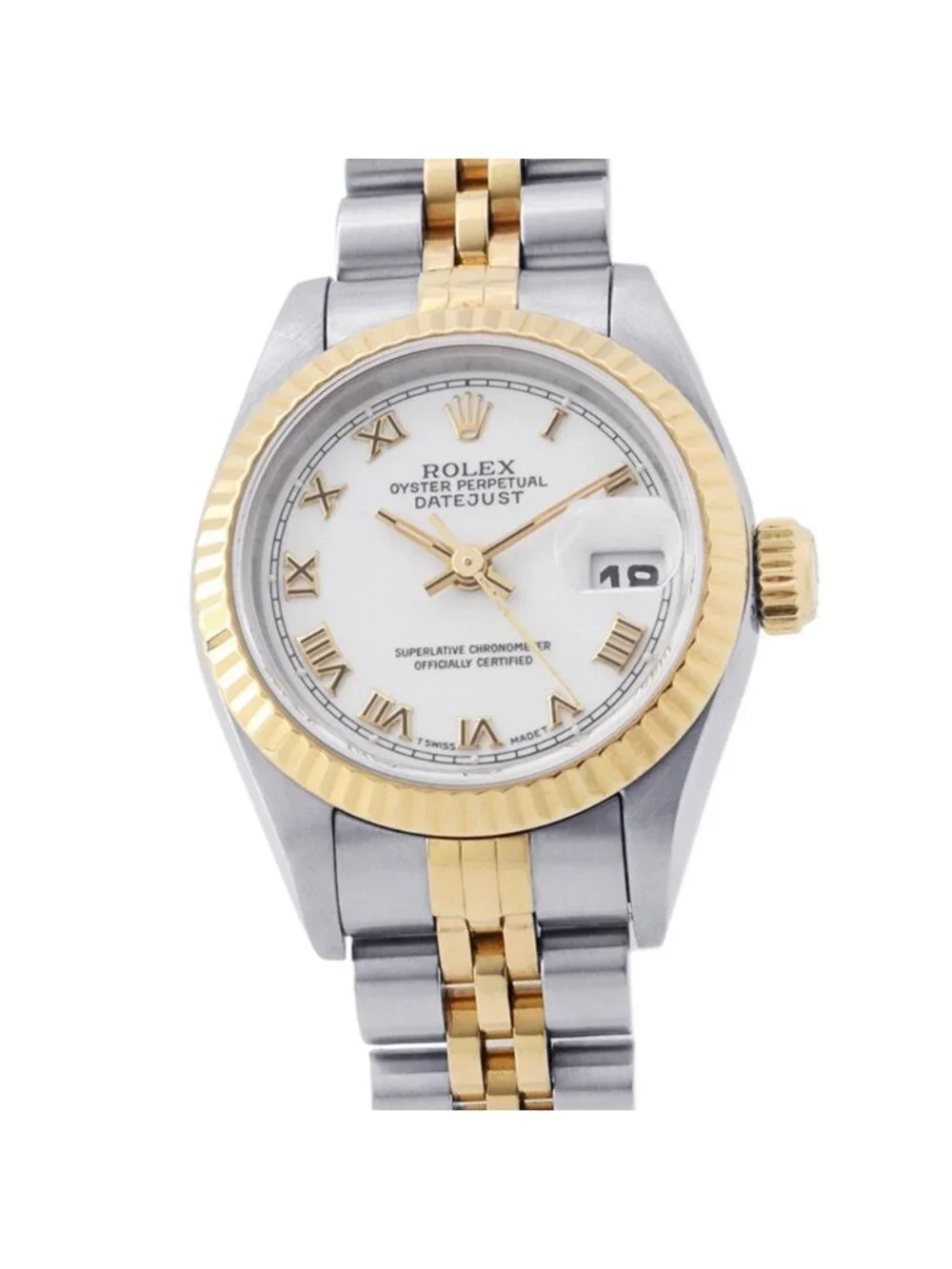 Rolex Datejust SS 18K Yellow Watch White Dial